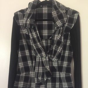 172 Grams Plaid Button Down Shirt with Jersey Sleeves